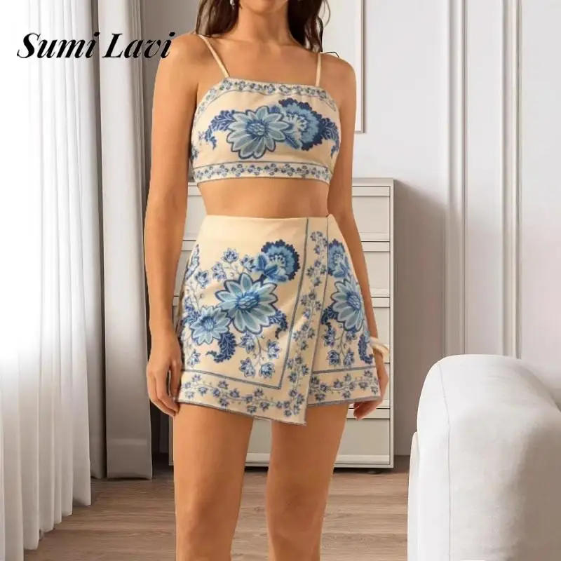 

Sexy Off Shoulder Sling Top & Short Pant Suit Women Fashion Hollow Slin Party 2Pc Outfits Elegant Flower Print Holiday Beach Set