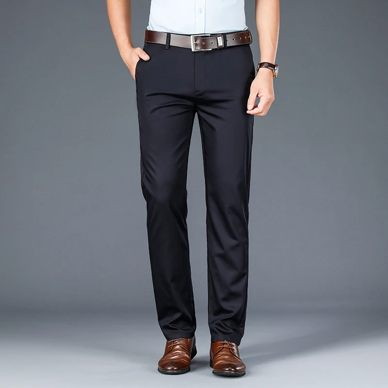 Casual Pants Men's Loose Business Summer Thin Trousers Office Suit Pants Middle-Aged Straight plus Size Formal Pants