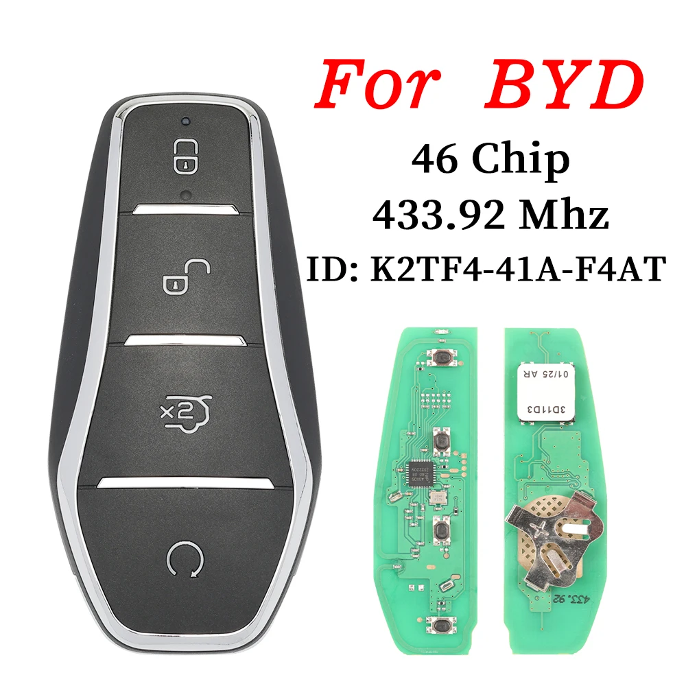 

Liberty For BYD Qin PLUS DM-i Qin PLUS EV Yuan PLUS SON 433.92MHz ID46 Chip K2TF4-F4A/F4H/F4AM/F4AT Keyless Smart Remote Key Fob