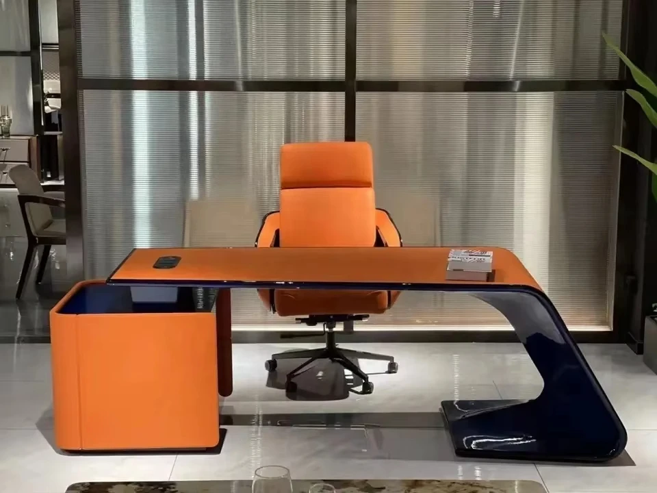 Italian Design High-End L-Shape Executive Desk Luxury Office Computer Table For Home Villa Modern CEO Manager Ergonomic