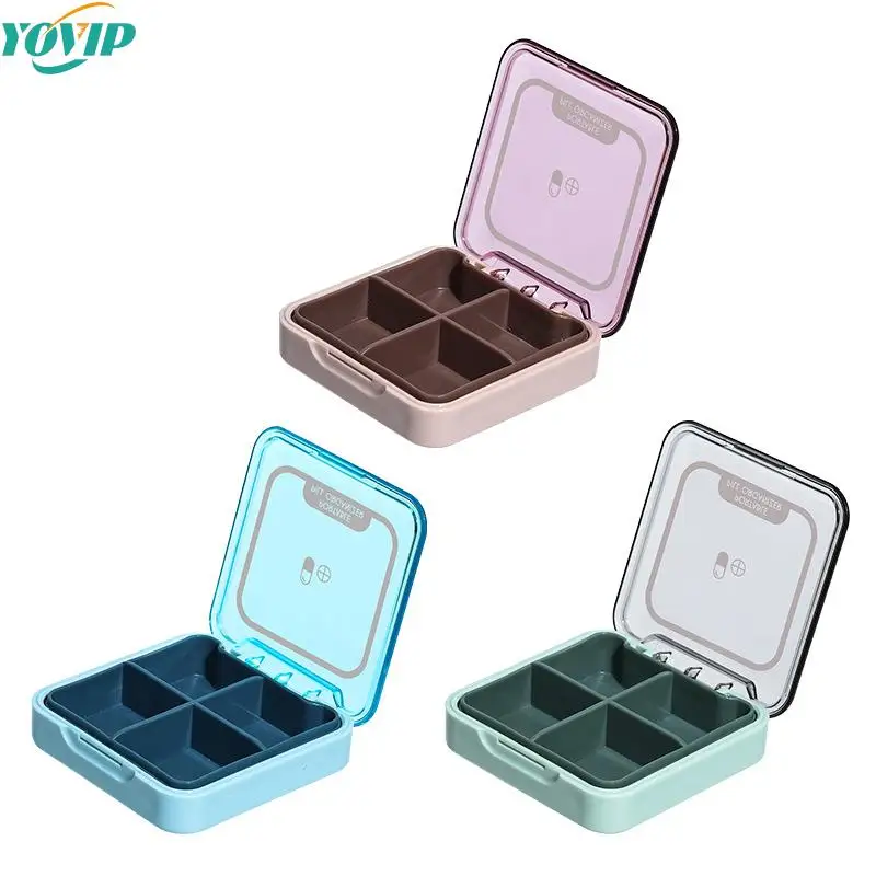 

Portable 4 Grid Waterproof Medicine Pill Box For Travel Pill Case Vitamins Container Plastic Box Capsules Organizer For Tablet