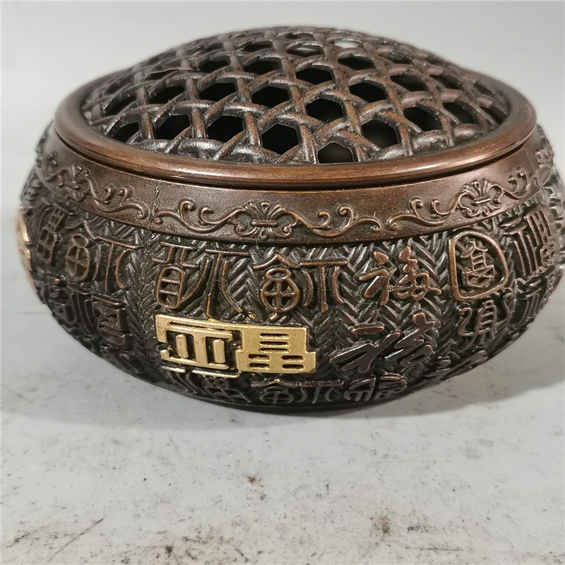 New "Hundred Blessings" incense burner home decoration creative gift craft copper ornament