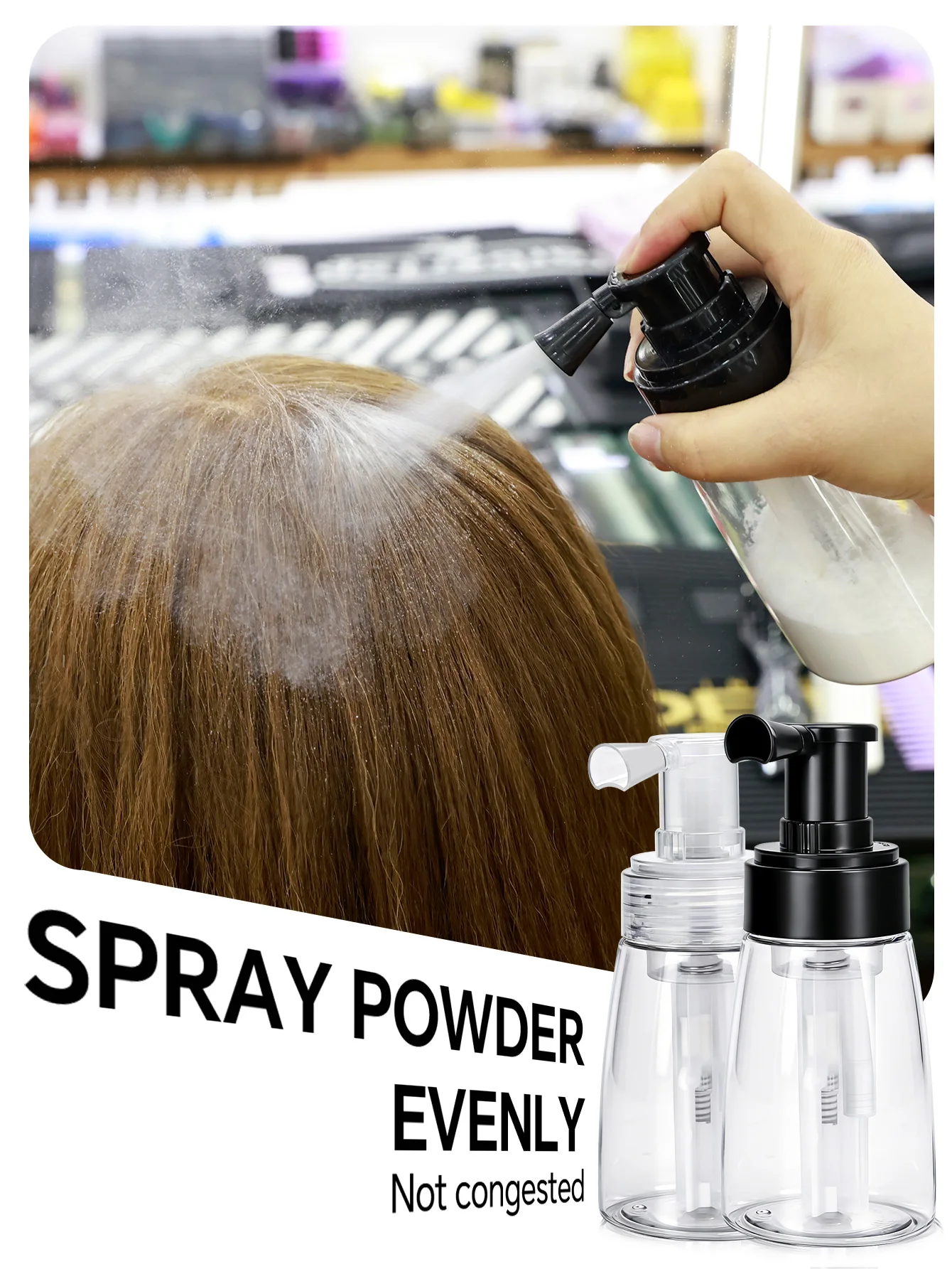 Refillable Plastic Talcum Powder Bottle 180ML Barber Haircut Spray Duster Portable Salon Hairdressing Styling Accessories