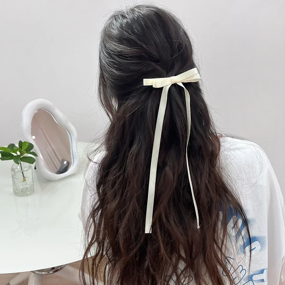 Épingle à cheveux à long pompon pour femmes et filles, bandeau à nœud, ruban coréen, accessoires pour cheveux, fête de Noël, 3 couleurs