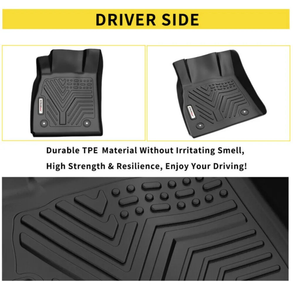 3D Floor Mats for 2014-2020 Chevy Impala Front + Rear All Weather TPE Car Liners