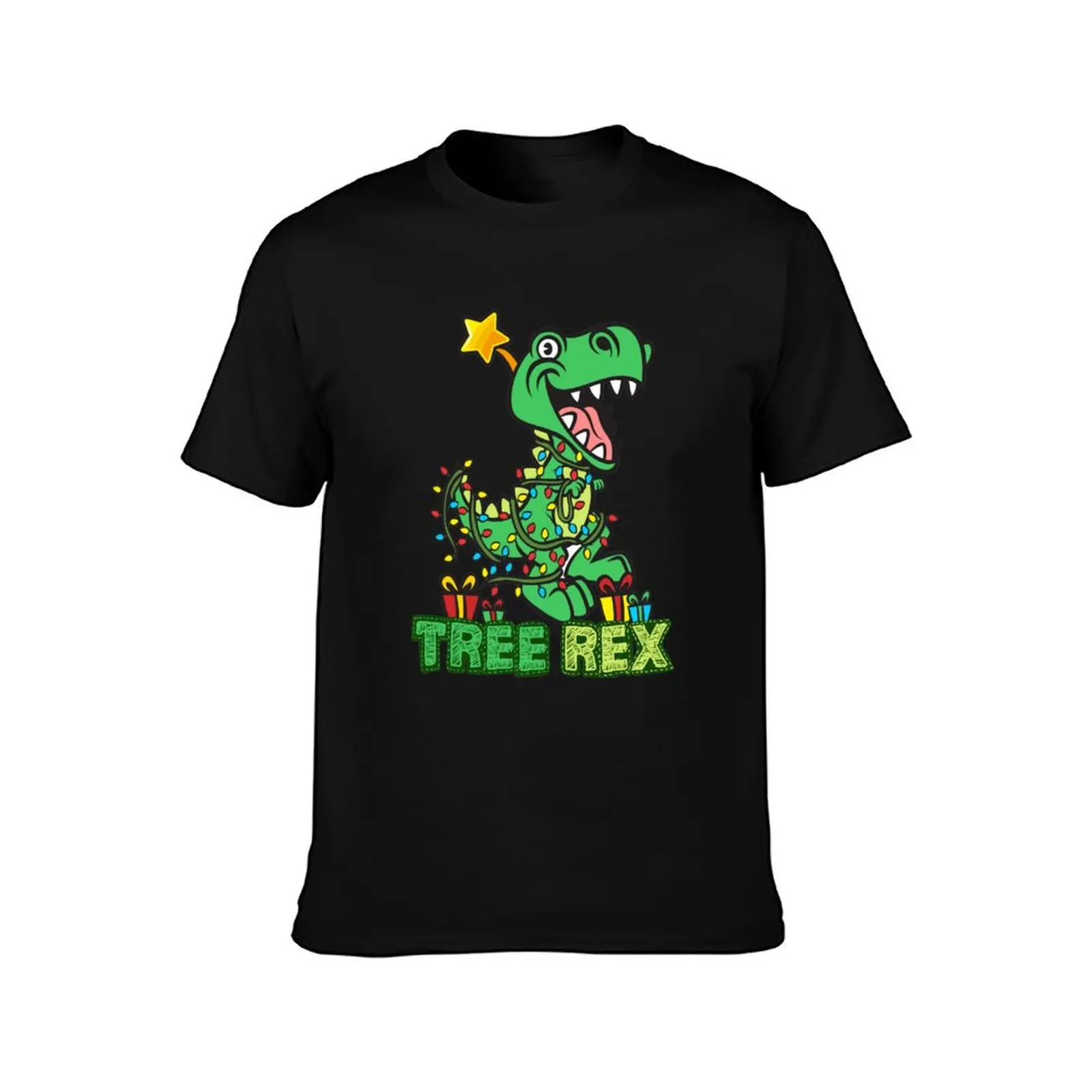 Tree Rex Dinosaur Christmas Design T-Shirt Stain Resistant Casual Tee