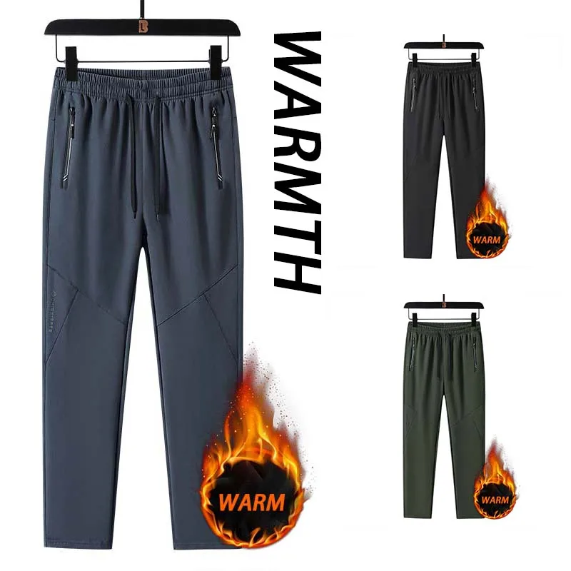 Men Winter Warm Waterproof Pants Thick Casual Thermal Sweatpants Outdoor Anti-scratch Wear-resistant Trouser Hiking Fleece Pants