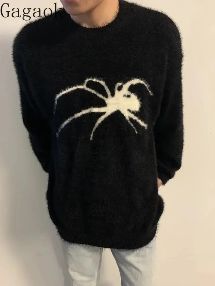 Gagaok Harajuku Spider Sweater Women Pull Femme O Neck Vintage Thicked Sweaters Fashion Korean Knitting Casual Y2k Pullovers