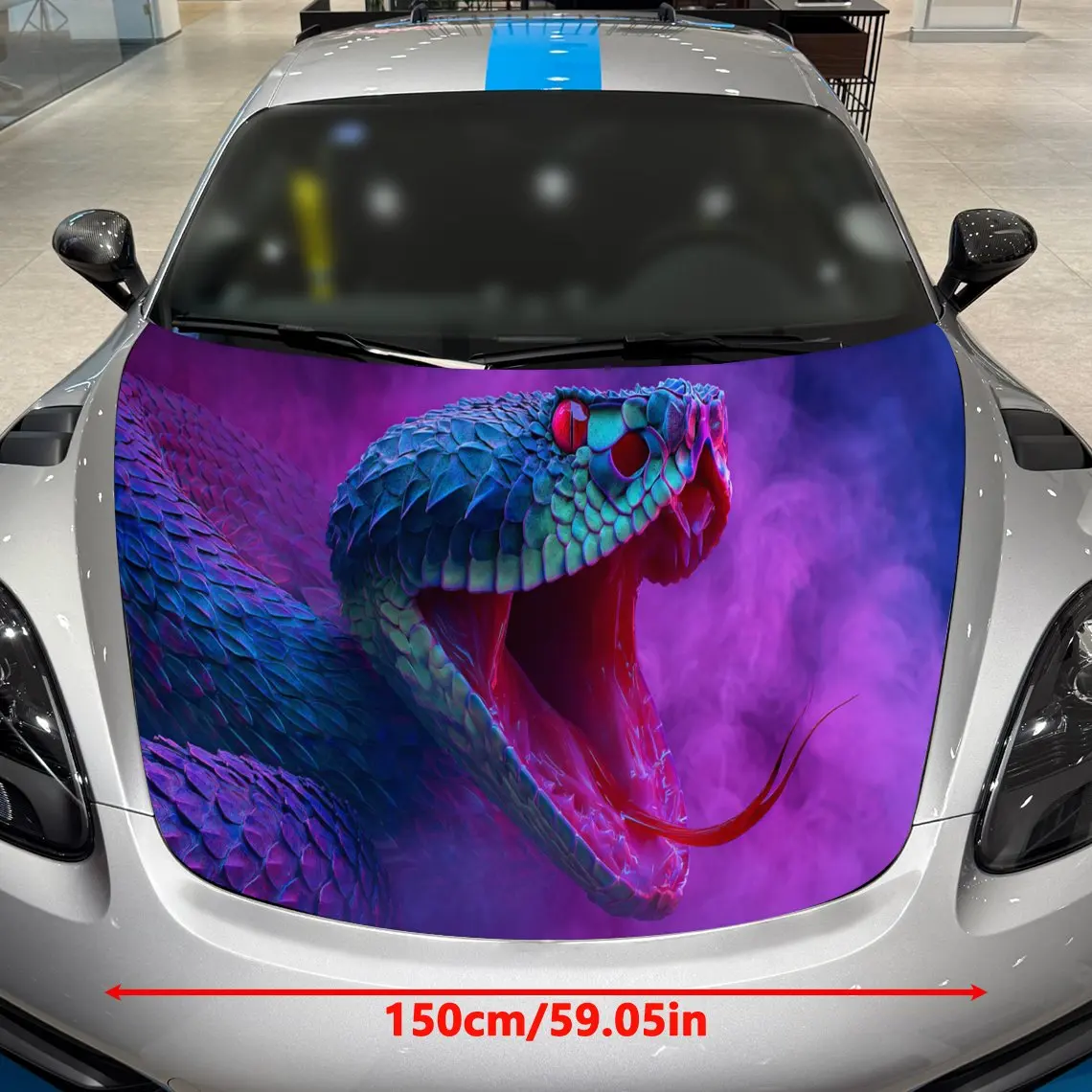 Terrifying Purple Snake Car Hood Stickers - Self-Adhesive, Waterproof and Durable Vinyl Wrap, Decorate And Protect Your Car - Th