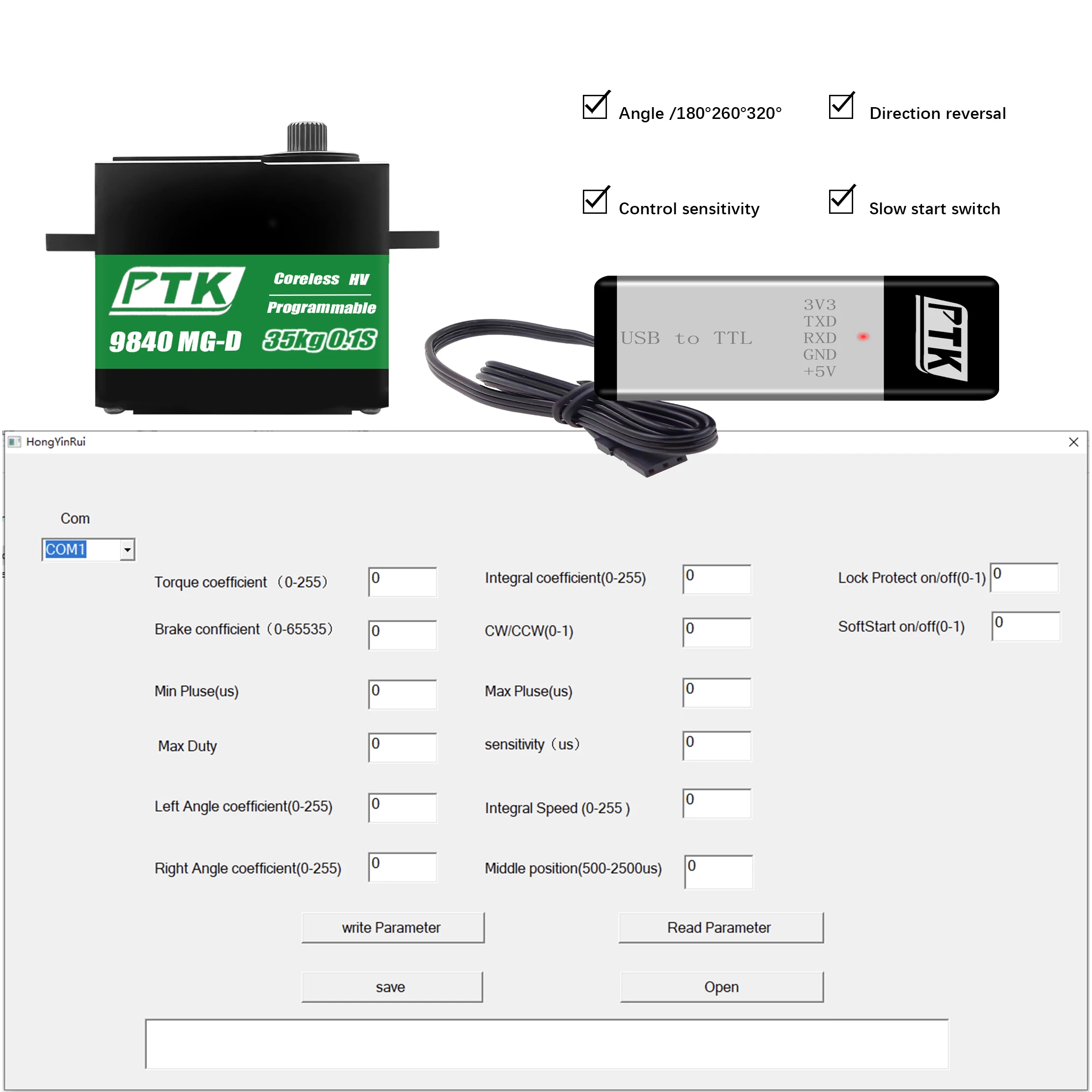 Ptk 9840 Hv Druk Metaal Digitale Waterdichte Servo Metalen Versnelling 35Kg Rc Automodel Schip Model Rc Vliegtuig Model