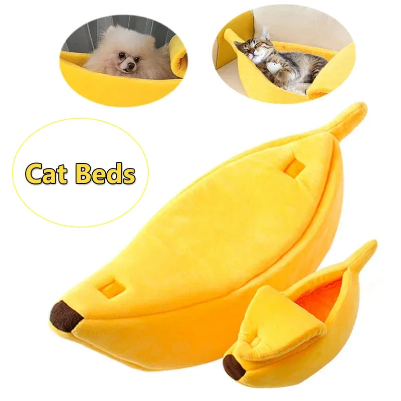 Banana Cat Bed House Funny Cute Cozy Cat Mat Beds Warm Durable Portable Pet Basket Kennel Dog Cushion Cat Supplies Multicolor