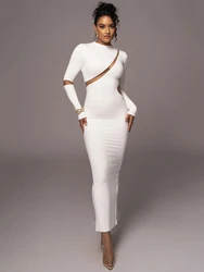Articat-Women's Split Long Sleeve Midi Dress, Sexy Hollow Out, Split, Irregular, Irregular, Party, Club, Evening