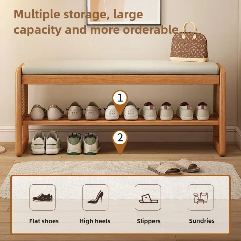 مقعد تغيير الأحذية على الطراز الصيني الجديد مع الجلوس عند المدخل، باب المدخل، رف الأحذية، قاعة المدخل، حقيبة ناعمة منزلية،
