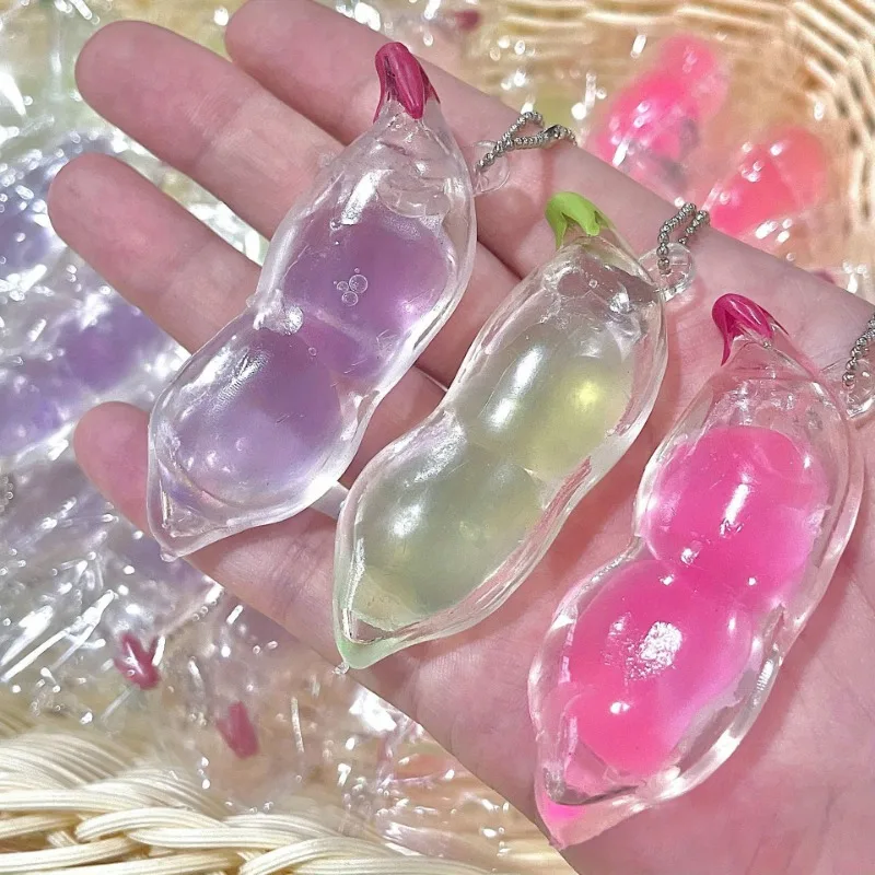 1/3Pcs Squeeze Toy Set Decompressing Pea Pinch Squishies Toy Funny Transparent Bean Squeeze Toys Anti-Stress for Kids & Adults