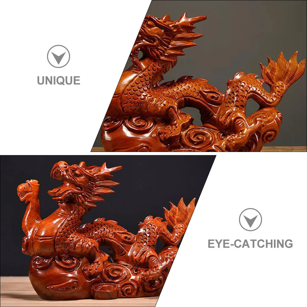 

Wooden Dragon Statue 12cm Red Wood Carving Decor Chinese Style nament Home Decor dragon sculpture statue wood dragon chinese