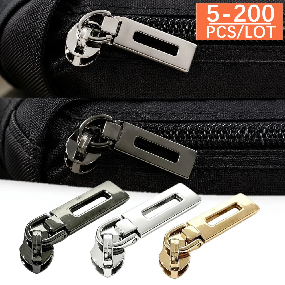 5/100/200Pcs 3#5# Zipper Sliders for Nylon Zips Tape Bag Garment Jacket Zip Puller Head Repair Kit DIY Sewing Accessories