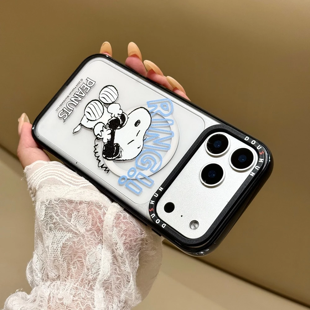 Cute Cartoon Snoopy Charlie Brown Magnetic Holder Magsafe Wireless Charge Phone Case For iPhone 18 17 16 15 14 13 Pro Max Cover view 6