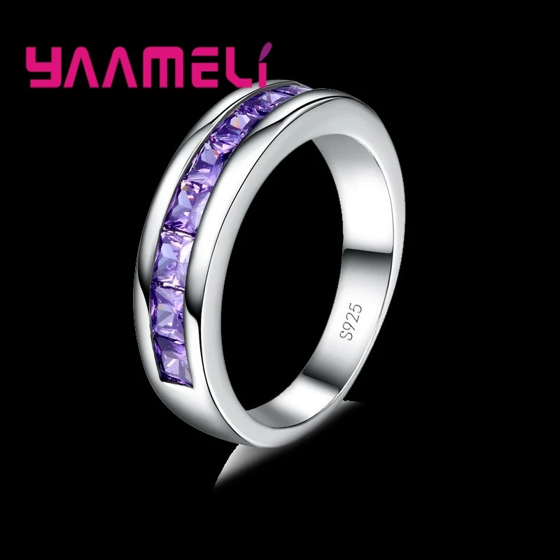 925 Sterling Silver Amethyst Promise Ring for Woman Crystal Stone Wedding Engagement Accessories Nice Gift Jewelry Drop Shipping