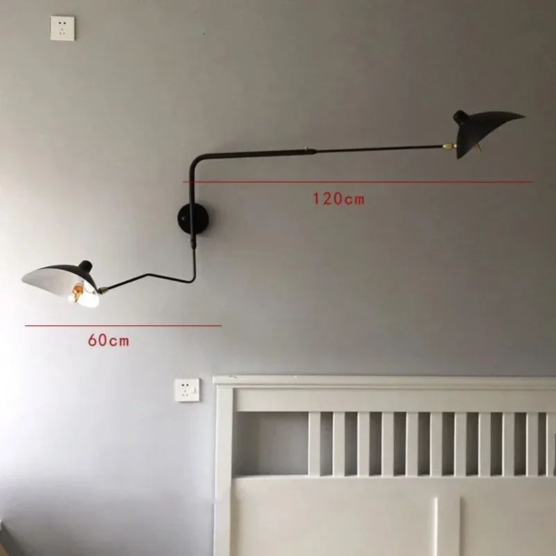 Sconce Nordic Duck Bill Wall Lamp Any Angle Rotatable Long Arm Lighting Living Room Decoration Bedroom Lamp Black Aluminum Shade