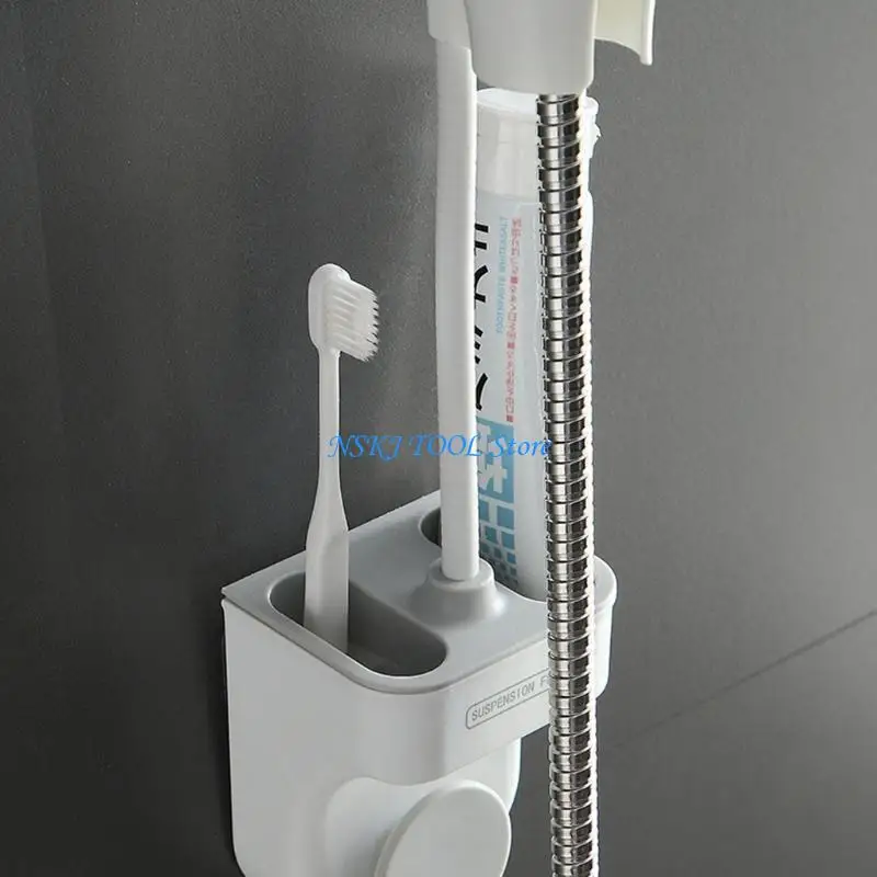 L8RC Wall Mount Shower Bracket Sticky Shower Clip Height Adjustable Holder Storage Box Strong Bearing Capacity Meet Bathroom