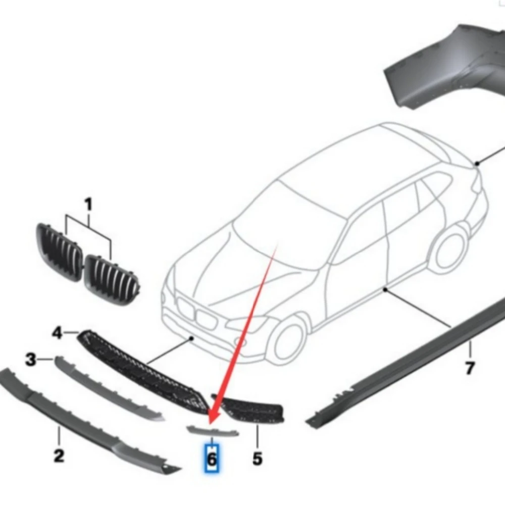 Front bumper left and right grille decorative strips  51117303763 51117303764 For BMW X1 E84  2013-2015