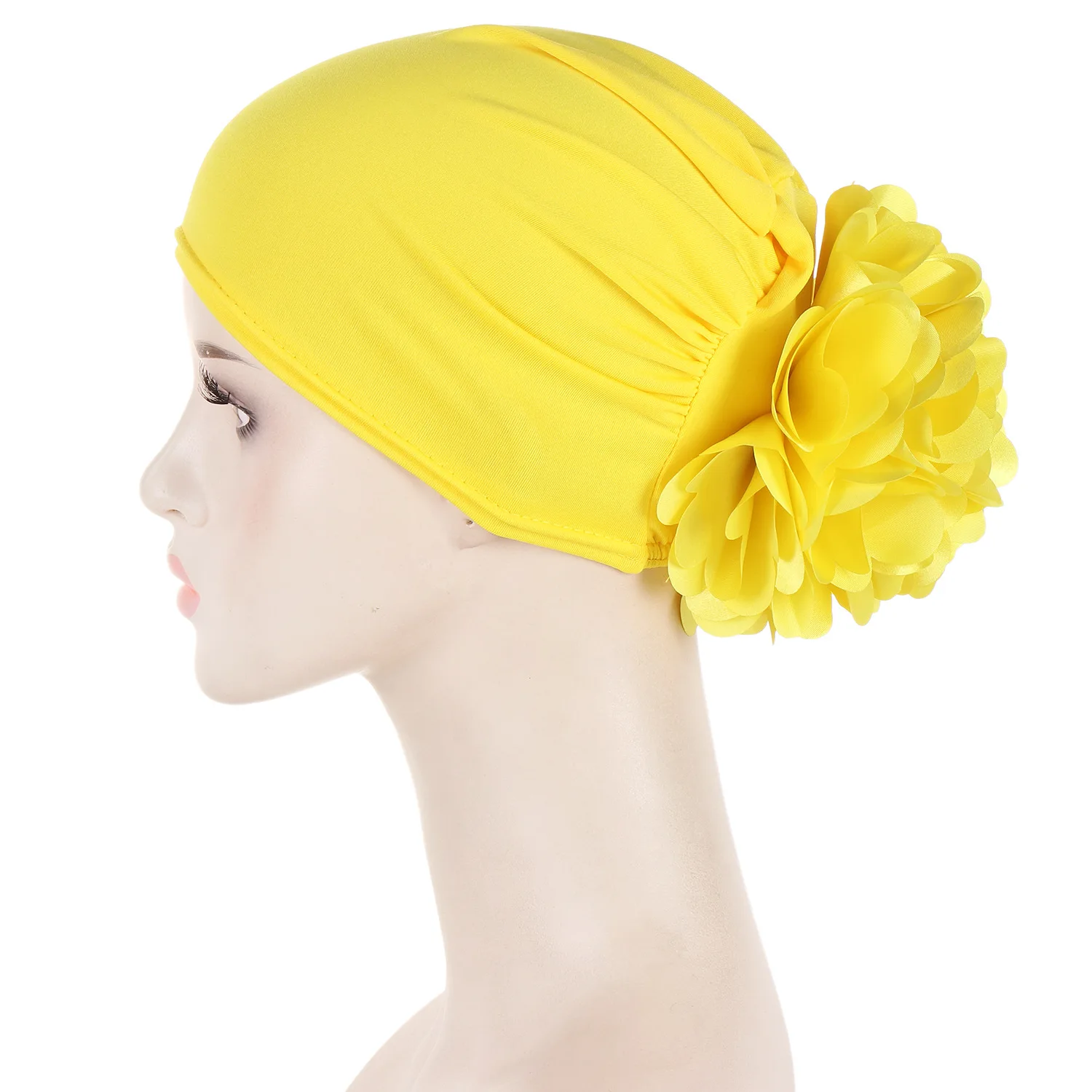 Solid Colored Flowers Muslim Turban For Women Islamic Inner Hijab Cap Islamic UnderScarf Arab wrap Head Scarves turbante mujer