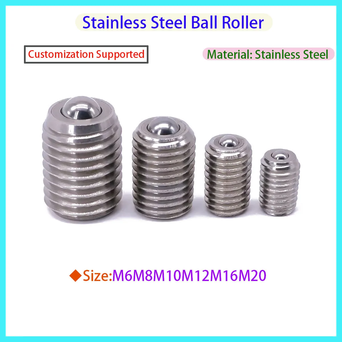 Full Threaded Type Ball Roller Stainless Steel Screw Type Ball Transfer Units Steel Machined Turning Type