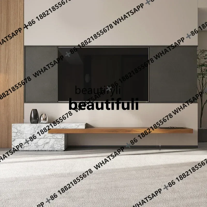 xzzNatural marble acrylic TV cabinet, Italian minimalist living room home suspended suspension