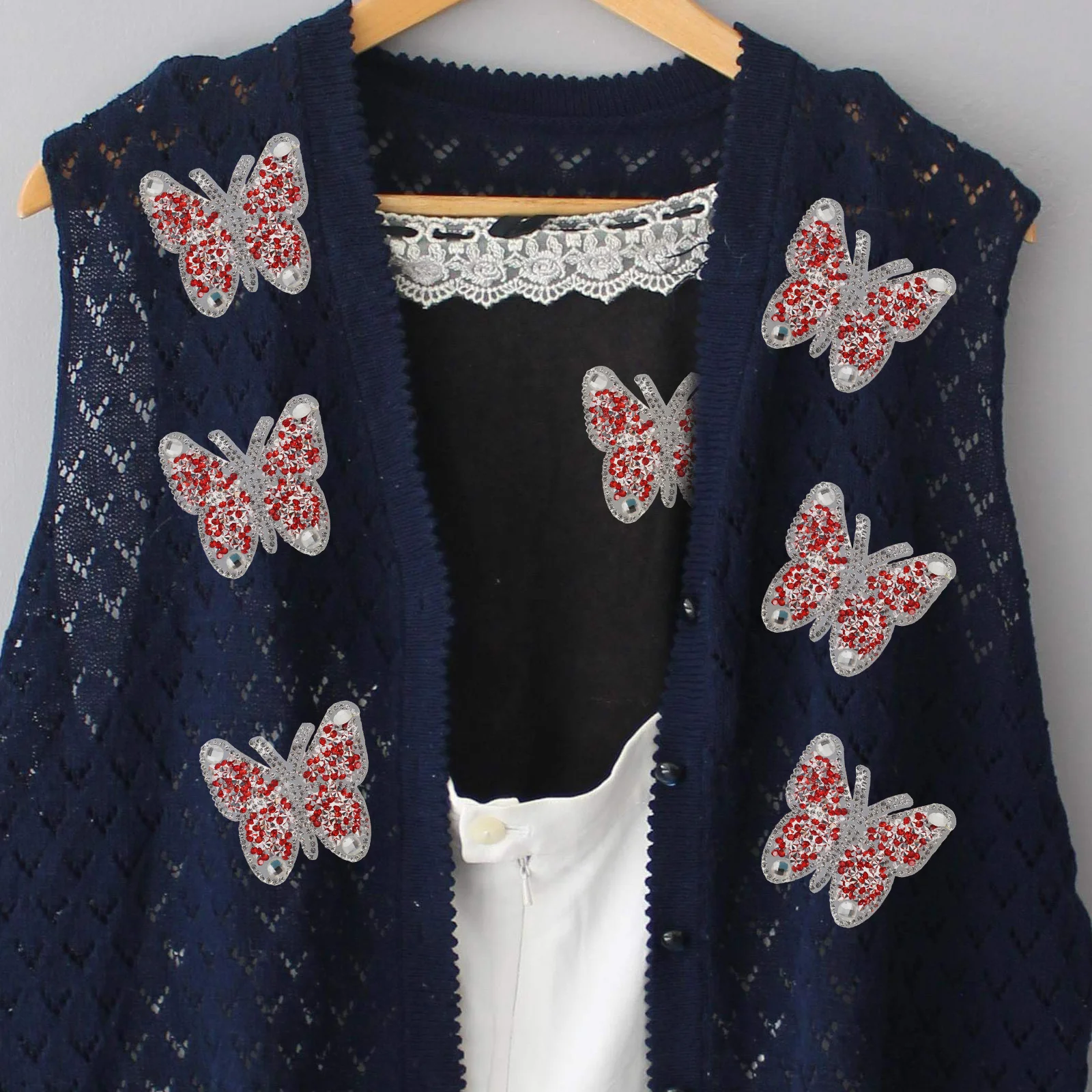 

10pcs Hot Fix Rhinestone Embellishments Butterfly Iron On Patches For Clothes Jeans Bags Diy Sewing Repair Craft Handicraft