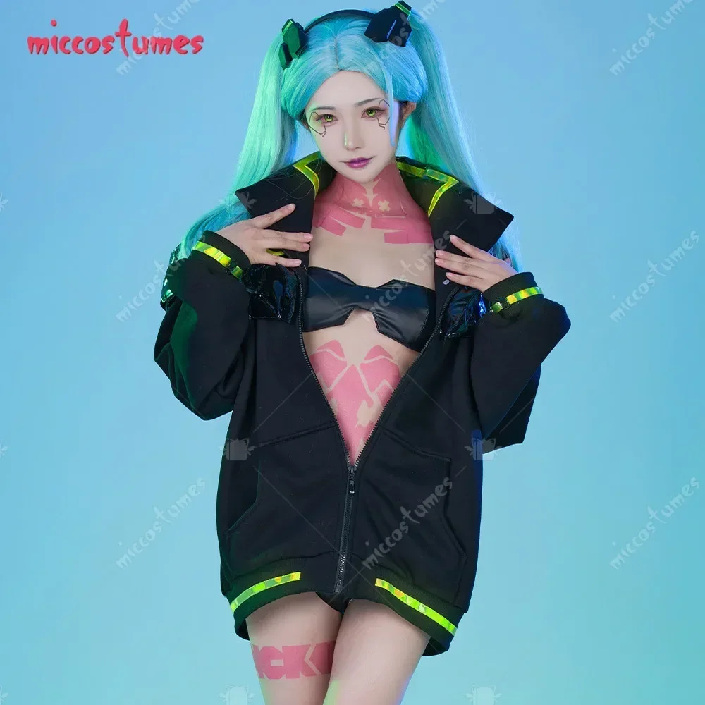 Miccostumes Women's Rebecca Cosplay Costume Jacket Set with Tattoo Stickers