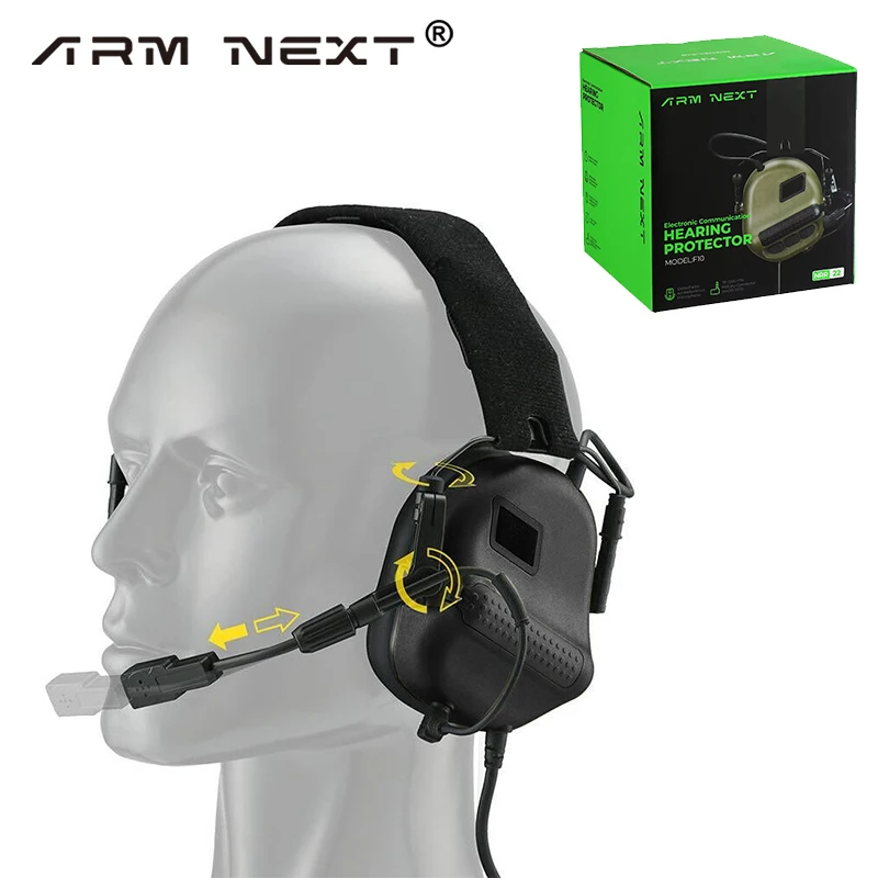 

ARM NEXT F10 Tactical Headset Sound Pickup Anti Noise Headphones Military Aviation Communication Shooting Earmuff