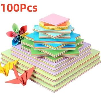 컬러 아트 오리가미 A4 DIY 어린이 수제 양면 컬러 시트, 종이 10 색 스크랩북 장식 용지, 100 개 
