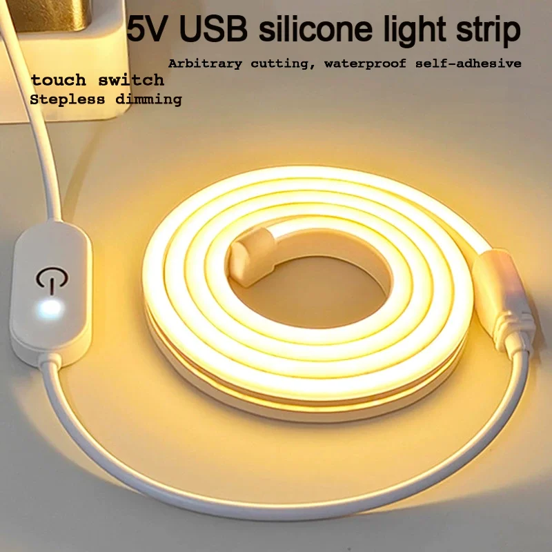 

5 В низковольтная USB гибкая неоновая силиконовая световая лента водонепроницаемая светодиодная фоновая подсветка