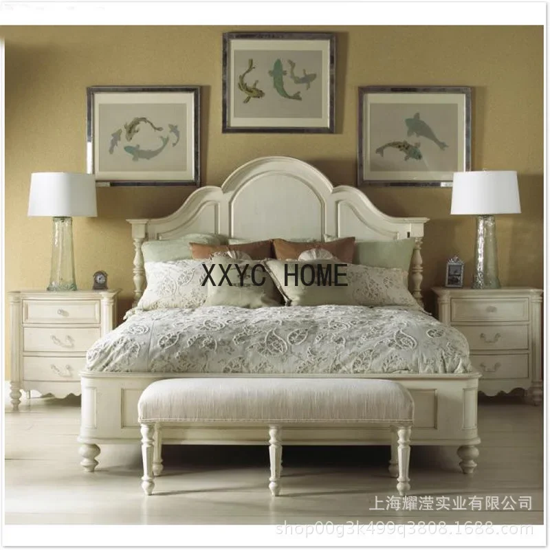 Muebles de cama doble de madera maciza americana