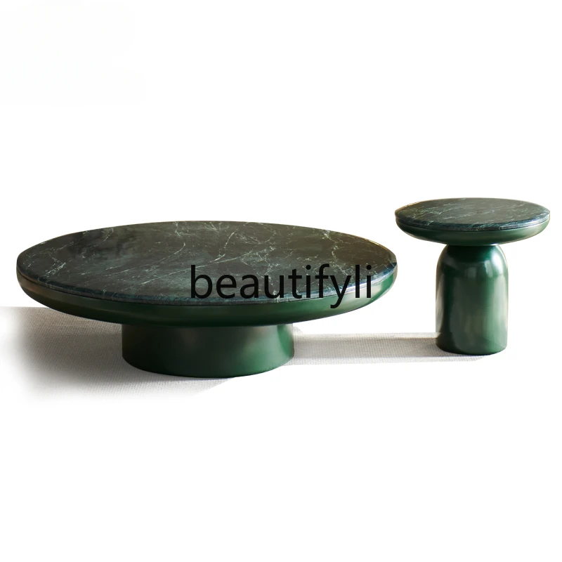 Luxury stone coffee table marble modern simple minimalist green round coffee table