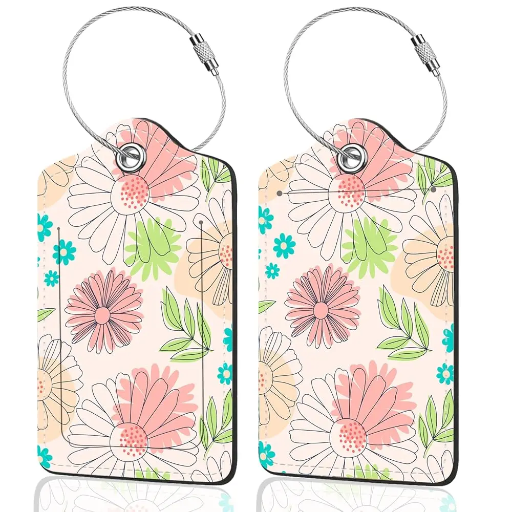 

Набор из 2 бирок для багажа, милые и уникальные бирки из искусственной кожи для круизных чемоданов с защитной крышкой, идентификационной этикеткой, адресной картой и меткой.