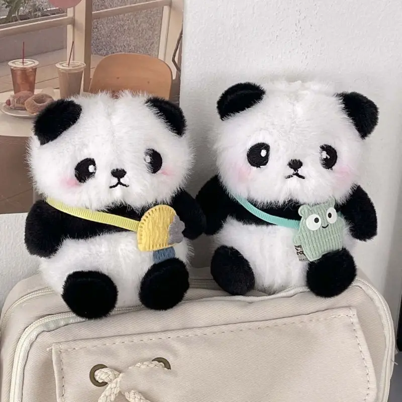 Cute Panda Plush Toy Keychain Cartoon Bag Pendant Fashion Gift Car Key Chain Pendant Ornaments Soft Stuffed Animal Accessories