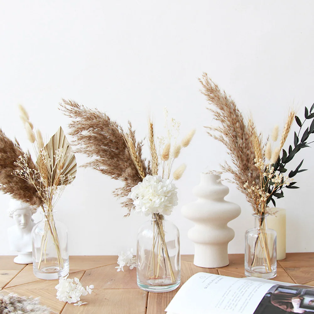 Pampas Grass Reed Bouquet Decor Dried Floral Arrangement Artificial Flower Christmas Wedding Table Home Decoration No Bottle