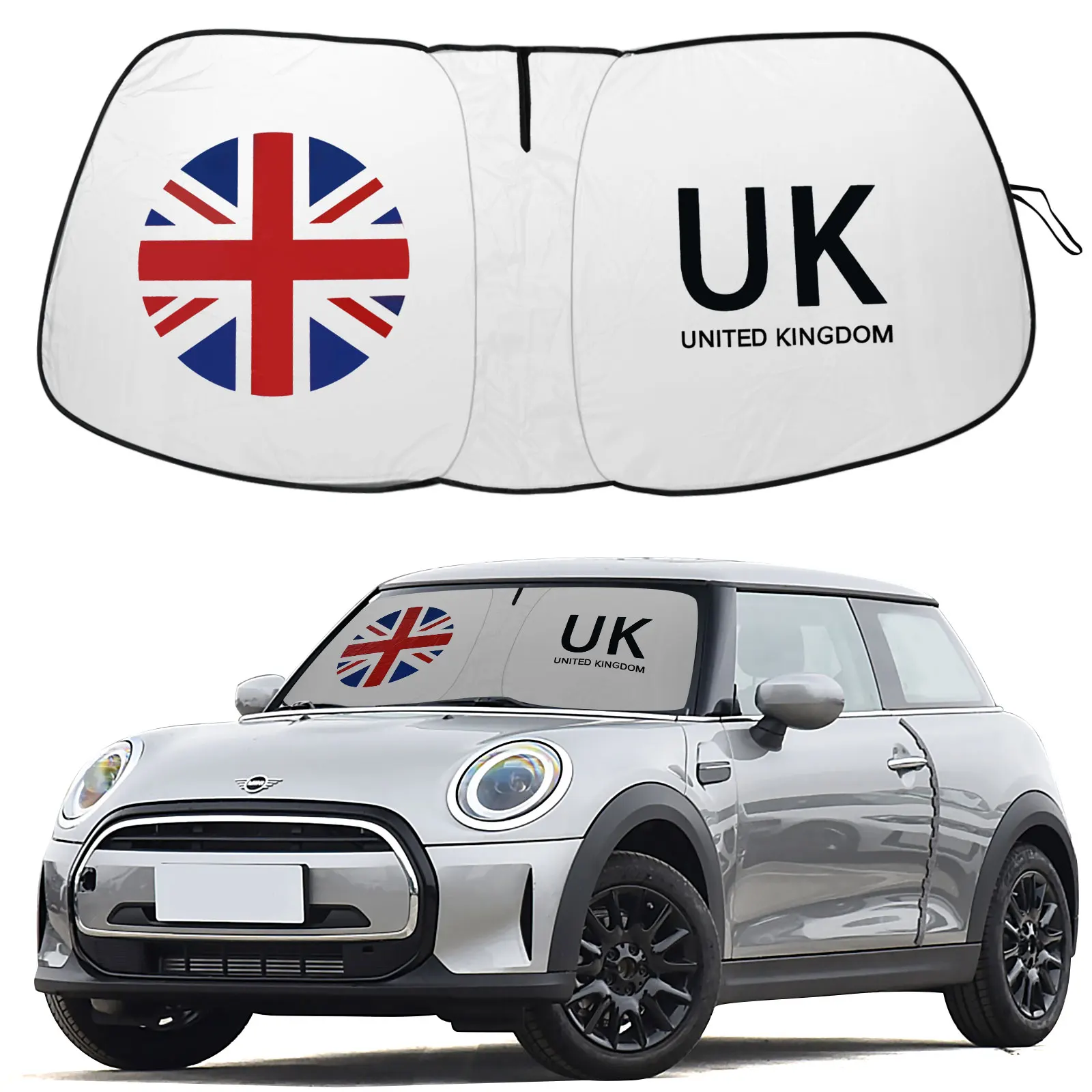 Car front windshield sunshade accessories UK Flag Emblem Logo UV Protection for 2015-2023 Mini Cooper Cooper S Hardtop 4 Door