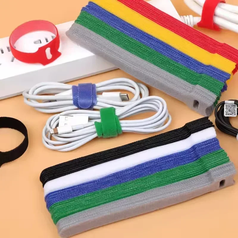 10/30/50PCS Organisateur de câbles USB, attaches de rangement, support de gestion de fils, clip réutilisable, sangle de protection en nylon, bande adhésive pour souris et écouteurs