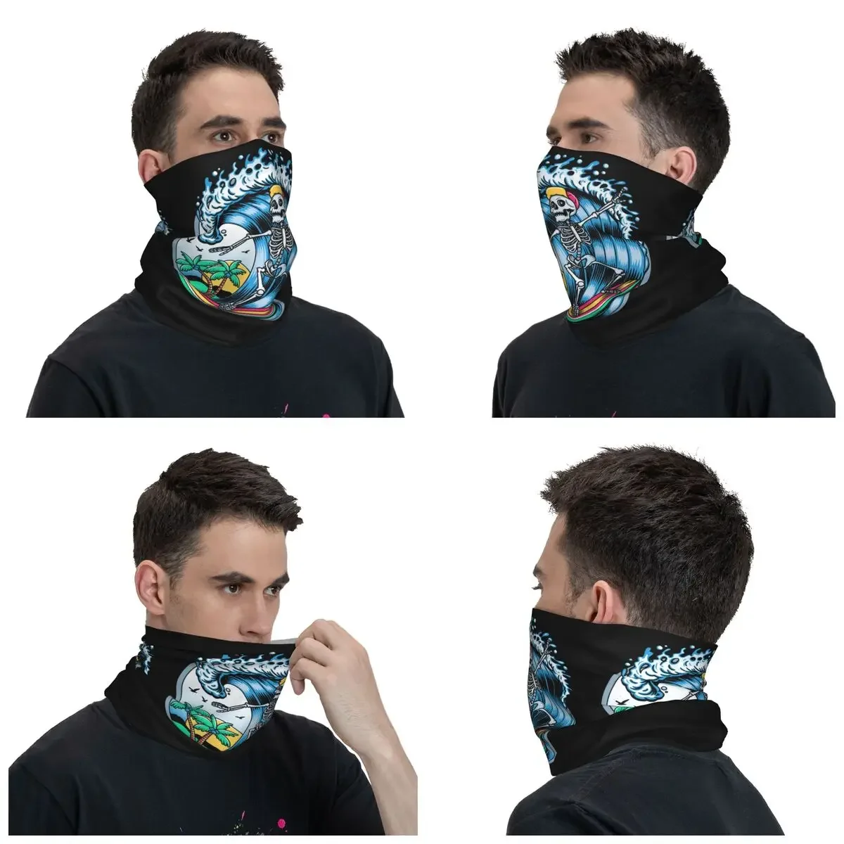 Custom Summer Surf Rider Skull Surfing Bandana Winter Neck Warmer Women Windproof Wrap Face sciarpa per Ski ghetta Headband