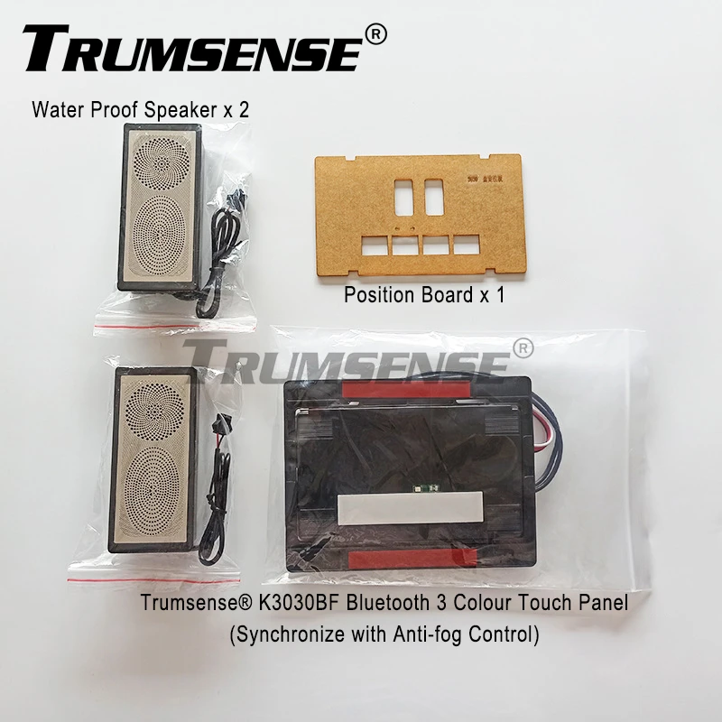 2026 New Trumsense K3030BF Bluetooth Compatiable LED Mirror Touch Panel Anti-fog Control 3 Colour Stepless Brightness Dimming