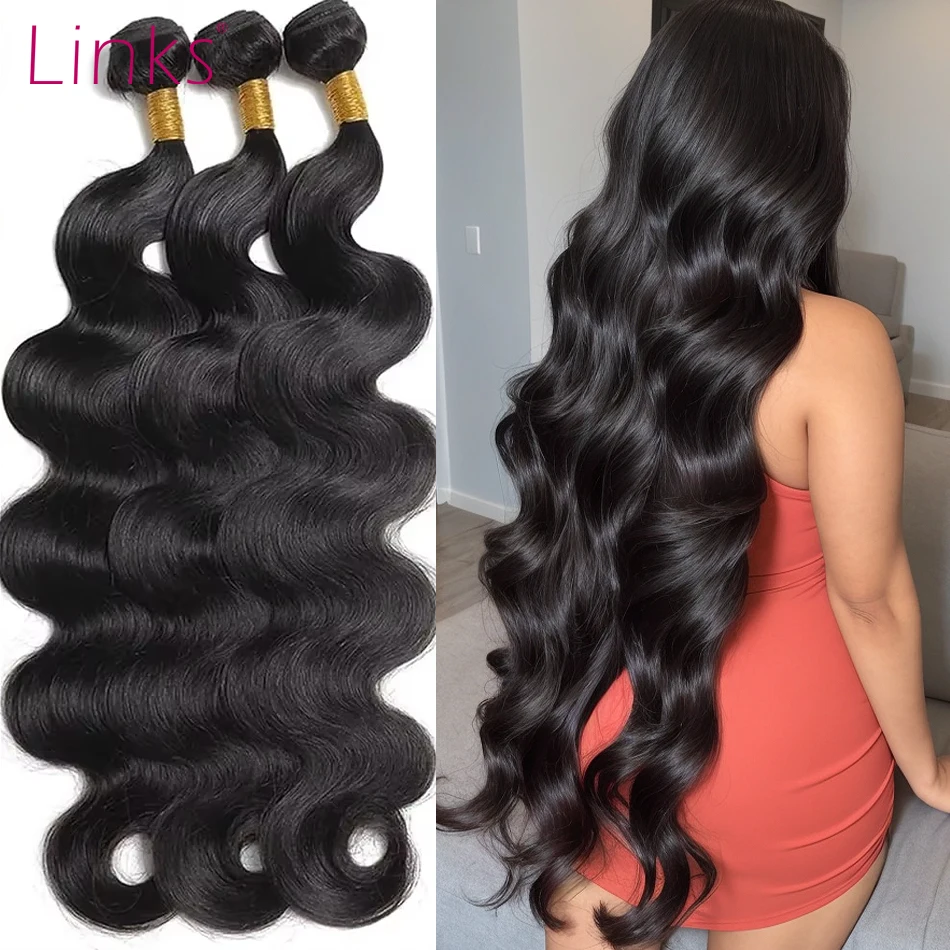 Links Body Wave Bundles Hair Weave Bundles Brazilian Virgin Weave Bundles Human Hair Bundles Long Inch Bundle Deals 1/3/4 PCS