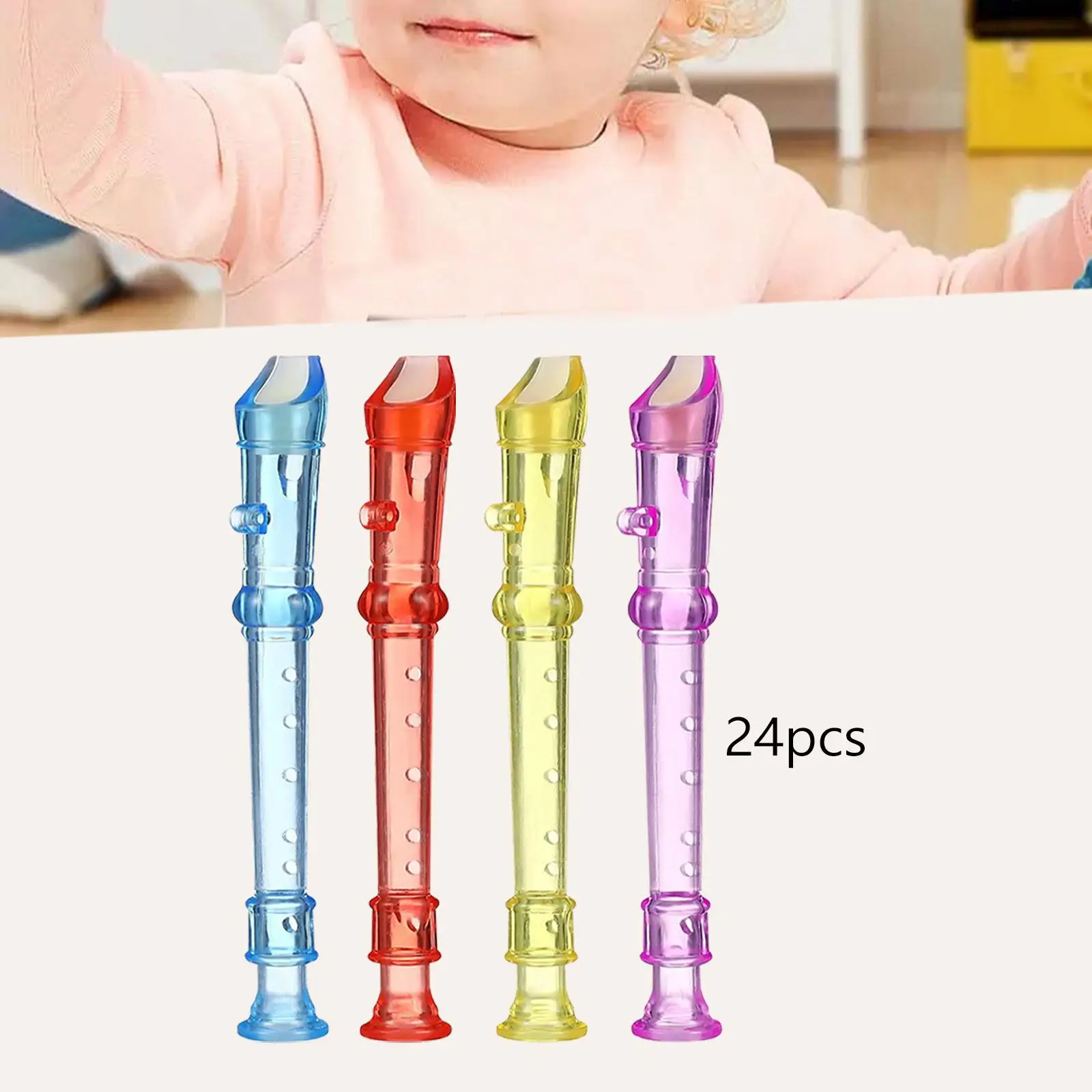 24Pcs 6 Holes Portable Flute for Kids Musical Instruments Kids Recorder Flute