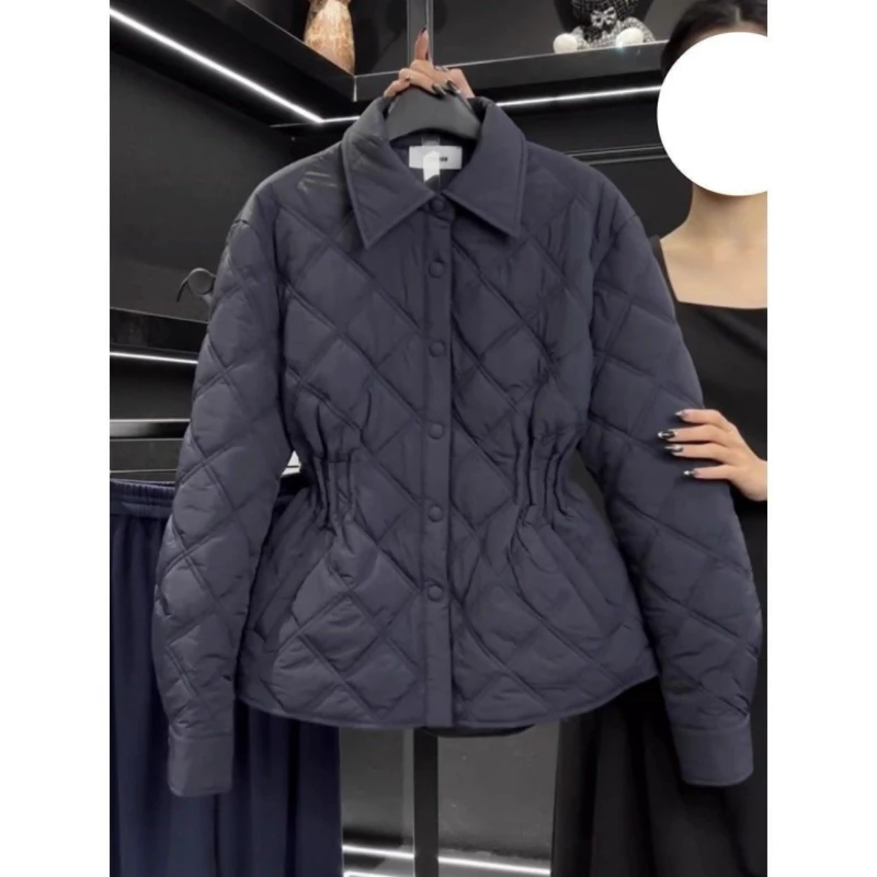 Giacca in cotone autunno inverno donna 2025 nuova moda allentata casual tenere al caldo cappotto in cotone la vita tuta sportiva nera femminile
