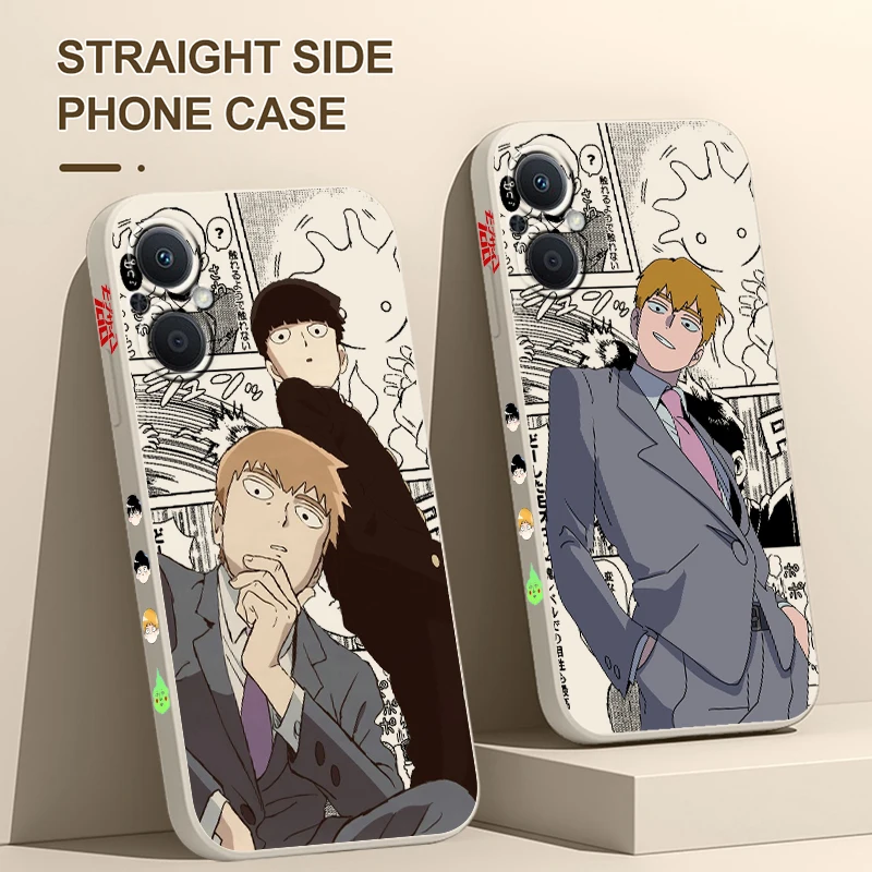 

Mob Psycho 100 Shigeo Kageyama Phone Case For OPPO Find X5 X3 X2 Lite Pro Neo A5 A53 A94 4G 5G Liquid Left Rope Soft Cover