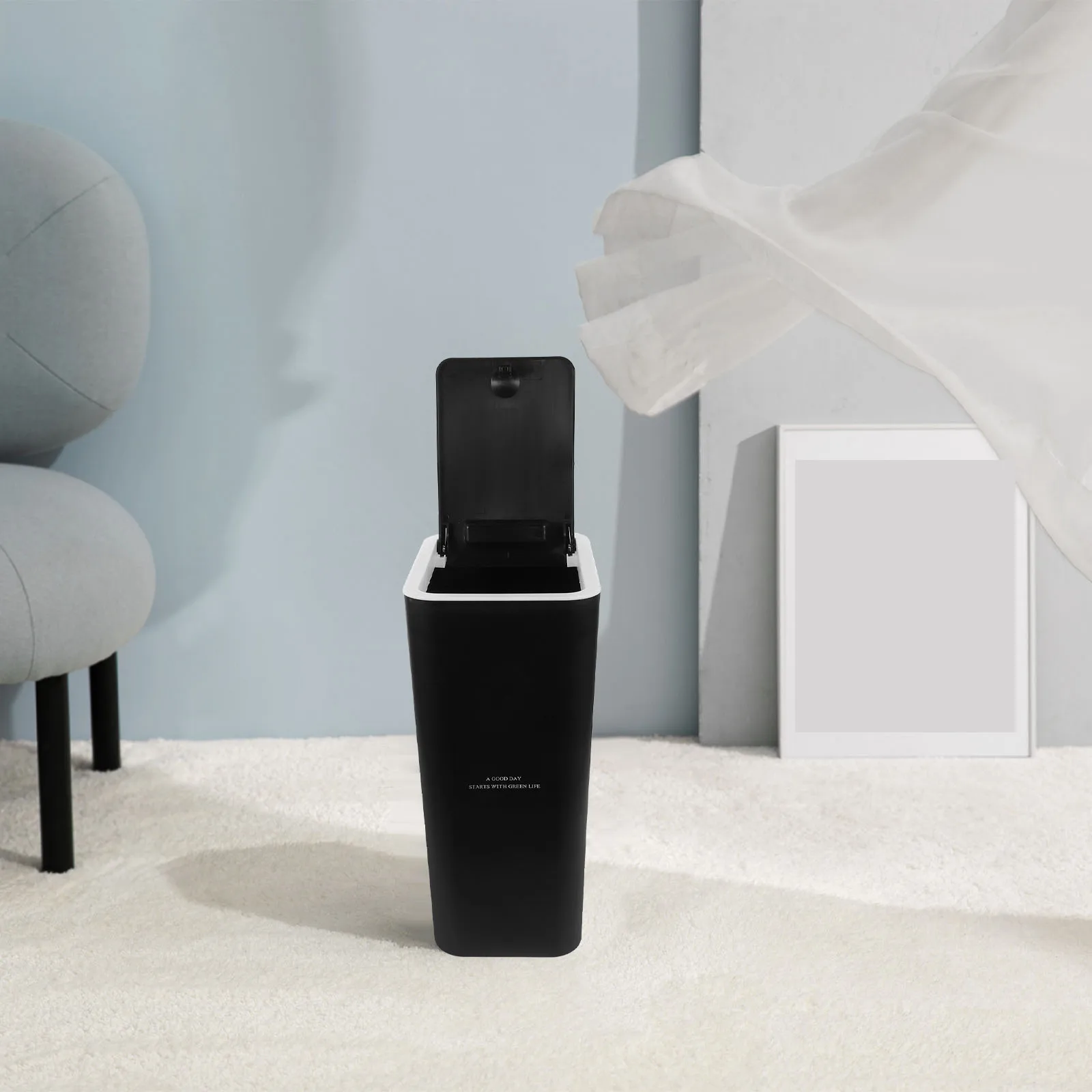 

Мусорный бак 10л с рисунком белого оленя 22x15,5x33, тонкое ведро для мусора для кухни и ванной комнаты, предотвращение запаха, многоразовый, безопасный, современный