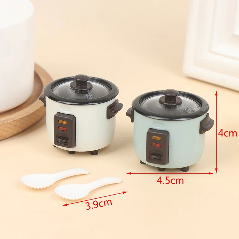 1/12 Mini Rice Cooker Model With Rice Spoon Dollhouse Miniature Kitchen Appliances For Dollhouse Food Accessories Toy