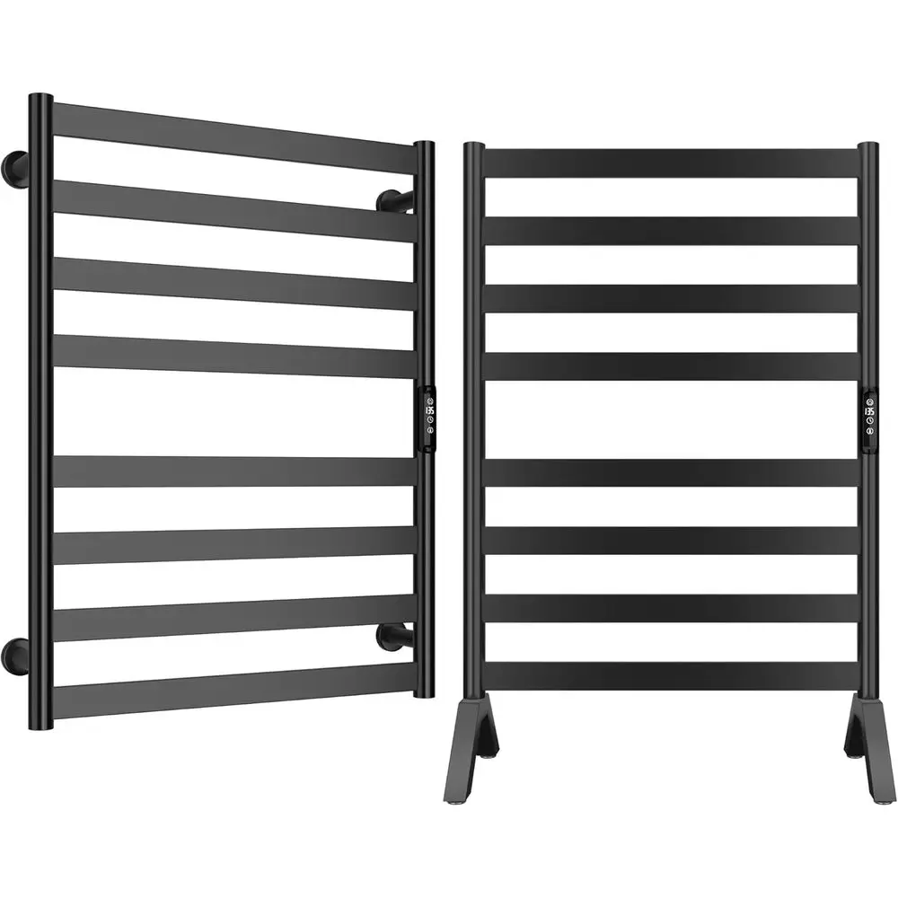 

Настенная и отдельно стоящая полотенцесушилка с подогревом для ванных комнат. Электрическая сушилка для полотенец, черная, из нержавеющей стали.