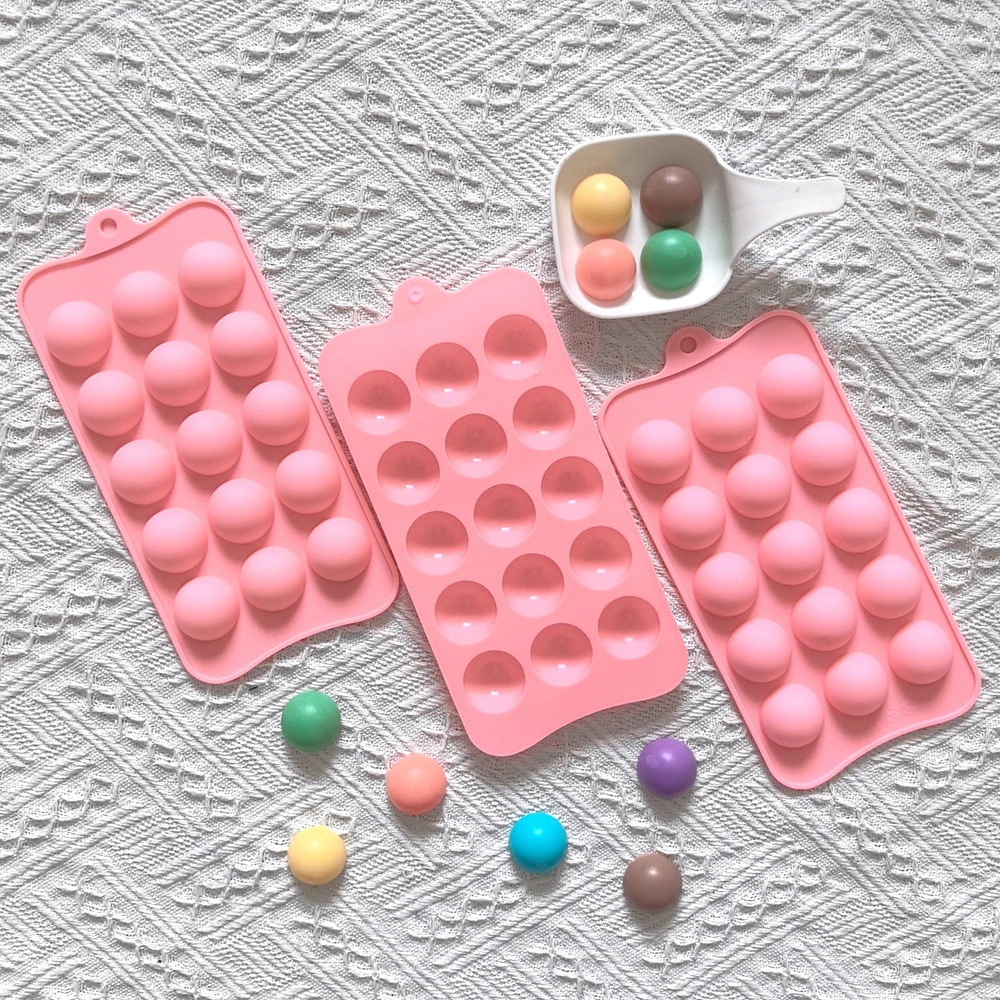 قالب سيليكون شبه دائري بـ 15 تجويفًا، يستخدم للحلوى والشوكولاتة والبسكويت وأدوات الخبز المصنوعة يدويًا في المطبخ